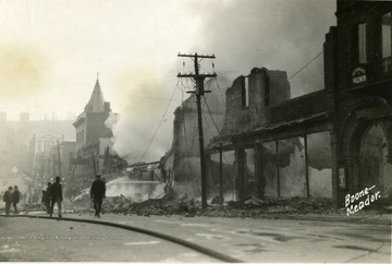 Taken after the fall of the Strand Theatre fell due to fire showing the damage that was done to the structure. 