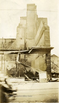 Remains of the Strand Theatre after a fire is extinguished. 