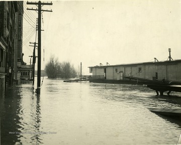Flood waters seen rising up the buildings in Wheeling, W. Va. 