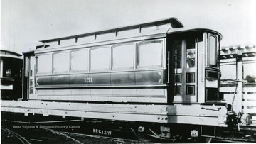 'Wheeling Traction Company; Number 151; Builder Jackson and Sharp-1903; Seats 24 passengers; At Wheeling, W. Va.' 