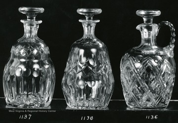 Three Seneca Glass pieces numbered 1137, 1138, and 1136.