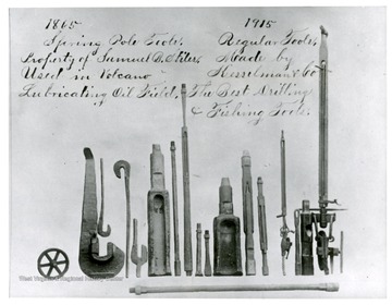 'Early tools used in the Volcano fields. Originals in Marietta, Ohio museum.'