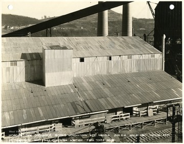 'Photograph No. 167; 2:00 P.M. on Nov. 30, 1941.  Looking east at temporary shed over coke oven addition from tower No. 2.'