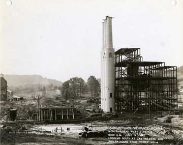 'Morgantown Ordnance Works, Morgantown, West Virginia, 10:00 A.M. June 14, 1941. Looking South at Gas Holders and Boiler House From Tower Number 4. Photograph No. 137.'