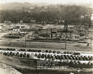 'Morgantown Ordnance Works, Morgantown, West Virginia, 2:30 P.M. April 30, 1941. Looking East at Electrical Substation and Factory Building From Tower Number 1. Photograph No. 124.'