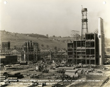 'Morgantown Ordnance Works, Morgantown, West Virginia, 3:00 P.M. August 29, 1941. Looking North at Factory Building and Boiler House From Tower Number 2. Photograph No. 153.'
