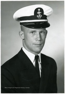 Portrait of Danny Hines Jr. in uniform. 'Please credit U. S. Coast Guard Photo, U. S. Coast Guard Academy, New London, Conn.'
