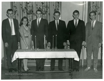 'From left to right: David Randolph, Sue Wilson, Arthur Hall, Rodney Pyles, Robert Childs, Richard Utt.'