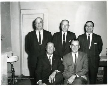 Back row, left to right: unknown, Harold Fetty, Sam Chico Jr.  Front row, left to right: JW Ruby and Harold Suter.