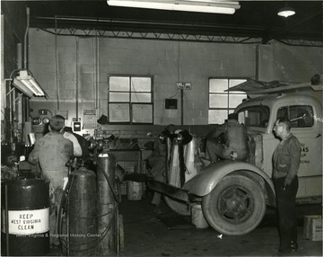 Interior of the West Virginia State Road Commission garage.
