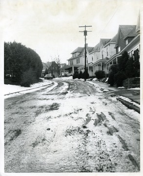 Wilson Avenue on a snowy winter day. 'This is Wilson Avenue identified by David Farmer. He lives a couple of streets up from this one.'