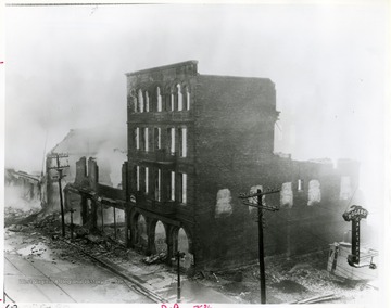 View of the remains of the Strand Theatre after the Devastating 1927 Fire, on High St. Morgantown, W. Va.