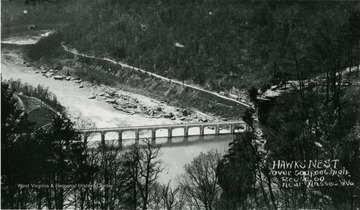 View of a dam from Hawk's Nest, over 500 feet high, on Route 60 near Ansted.