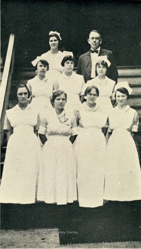 Group portrait of the hospital staff at McKendree Hospital Number 2 in Fayette County.