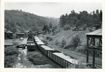 View of railroad cars on track at the Gilmer Station in Gilmer County.