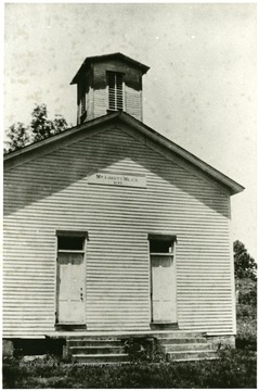 Frontal view of the Mt. Liberty Methodist Church in Tanner, Gilmer County.