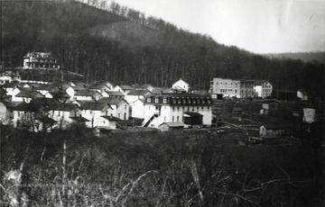 View of a group of buildings in Rainelle, West Virginia.