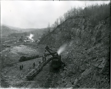 Steam shovel working at the Acme Limstone Quarry in Greenbrier County.