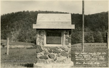 Erected by Nancy Hanks Association 1933.