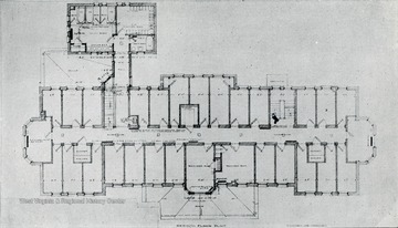 A floor plan for the second floor of Silver Hall.