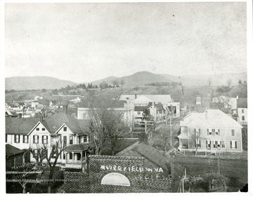View of Moorefield in Winchester Avenue from the Hotel about 1917, in Hardy County, West Virginia. 
