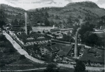 An aerial view of the Crescent Glass Factory in Weston.