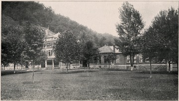 View of the East Wing of the Miners' Hospital Number 1 in McDowell County. C. F. Hicks, M. D. was Superintendent.
