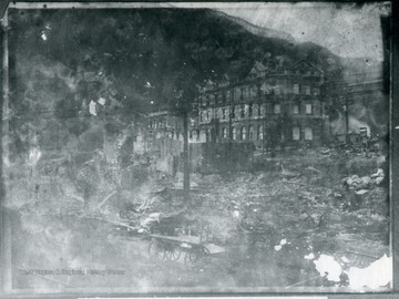 A view of destroyed buildings at the Welch Fire of 1911 in McDowell County, West Virginia.