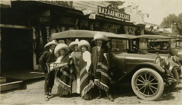 Group photo taken in Tiajuana, Mexico. From right to left: Sim Ballard, Mrs. Zellanack, Mrs. Jenie Jorbett, Virginia, and Cliff.