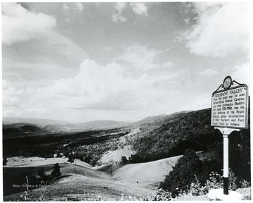 Germany Valley ' from this point may be seen Spruce Knob, Seneca Caverns, and other landmarks. Hinkle's Fort, built 1761-1762, was the only defense of the South Branch after destruction of Fort Seybert and Fort Upper Tract by Indians.'