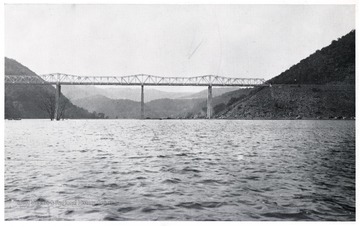'Bluestone Bridge spanning Bluestone River. It is said to be the highest bridge in the world of its type of construction.'