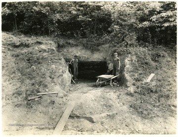 'Coal Opening - Coal being taken out for domestic purposes.  Located about two miles west of Dunlow Station, W. Va.  MP-524 plus 2000-ft., near Syracuse BC.'