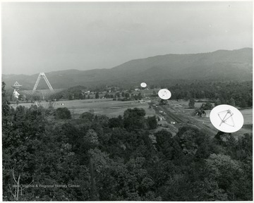 'Radio telescopes, which enable astronomers to collect and measure radio waves to find out more about the universe, are located in Deer Creek Valley near Green Bank, with nearby mountains providing a natural shield against harmful radio interference.'