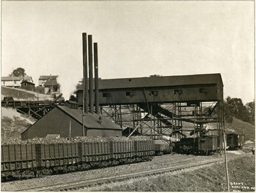 Modern steel tipple for handling coal in the Fairmont region, owned by Consolidation Coal Company.