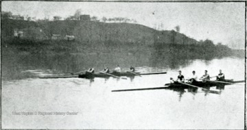 View of two four-man boats.