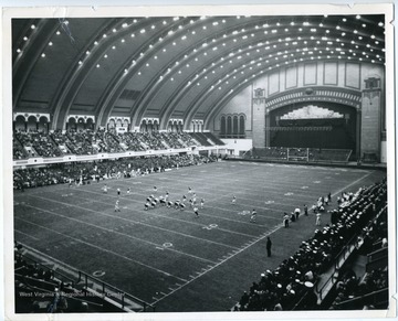 Photo of the indoor arena at the Convention Center in Atlantic City, where the 1964 Liberty Bowl was played between Utah and the Mountaineers. This was the first major college indoor bowl game. 