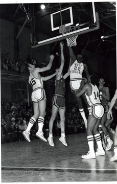 Players Dick Symons (#45), Mike Truell (#22) and Will Robinson (#14) vs. Maryland.