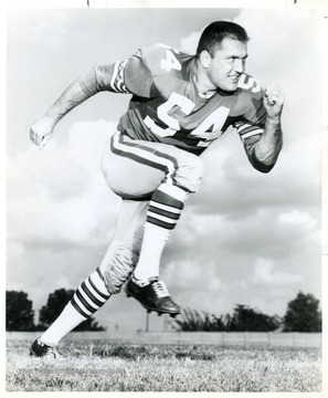 Portrait of Chuck Howley, a member of the West Virginia University Football Team, who had a successful professional career with the Dallas Cowboys.