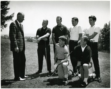 'Standing, left to right:  Tom Mason, Rudy Mashalek, Steve Hague, Jim Smith.  Kneeling, left to right:  Dave Spannbauer, James Kuhn.'