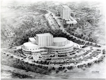 Architect's drawing of CAC building.  Alex B. Mahood Architect, Bluefield, W. Va.