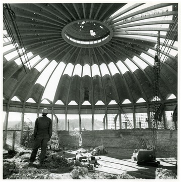 Interior of the coliseum during construction.