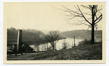 View of the Heating Plant,looking down Monongahela River from the back of West Virginia University campus.