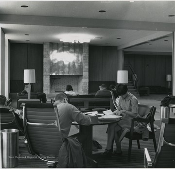 View of man and woman in lounge of Mountainlair.