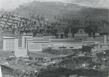 Aerial view of WVU Medical Center.