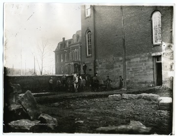 Adding wing to Woodburn Hall. Martin Hall is also pictured in this photograph.