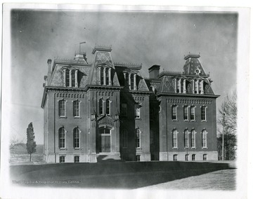 View of Woodburn Hall with north wing addition, West Virginia University.