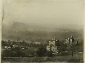 View of Observatory Hill showing Woodburn Hall, Martin Hall, Fife Cottage, Experiment Station.