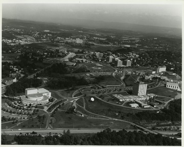 Creative Arts Center, Engineering, and Towers Residence Halls visible in photo.
