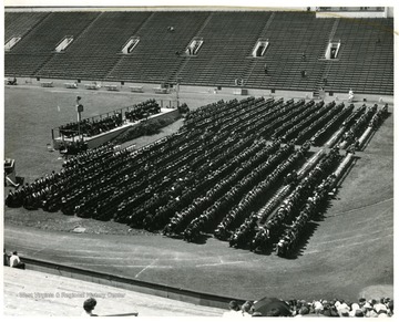 Graduation ceremony on the football stadium.