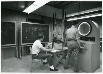 Students in engineering laboratory in the Engineering Sciences building.